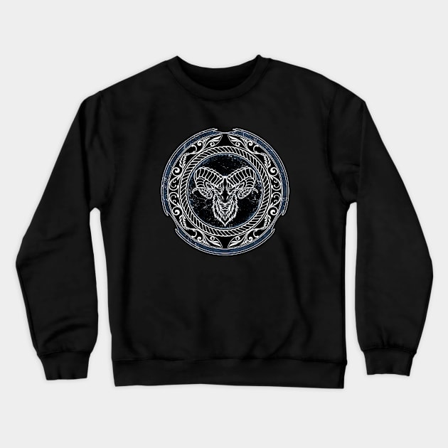Viking Celtic Ram Aries Zodiac Crewneck Sweatshirt by NicGrayTees